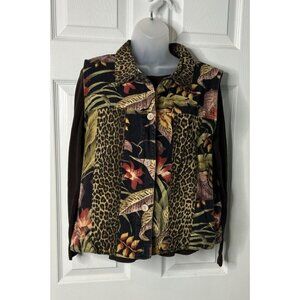 Coldwater Creek Vintage Animal Print Cotton Vest - Size Large - Made in USA - EU